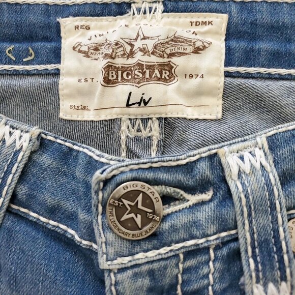 Big Star Blue Light Denim Liv Low Rise Women's Y2K Western Jeans Size 27 - Picture 7 of 15